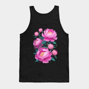 Pink Peony Roses Tank Top